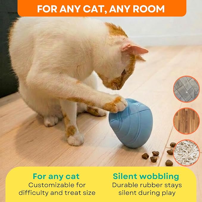 Adjustable Indoor Cat Slow Feeder Toy & Interactive Cat Treat Dispenser Toy