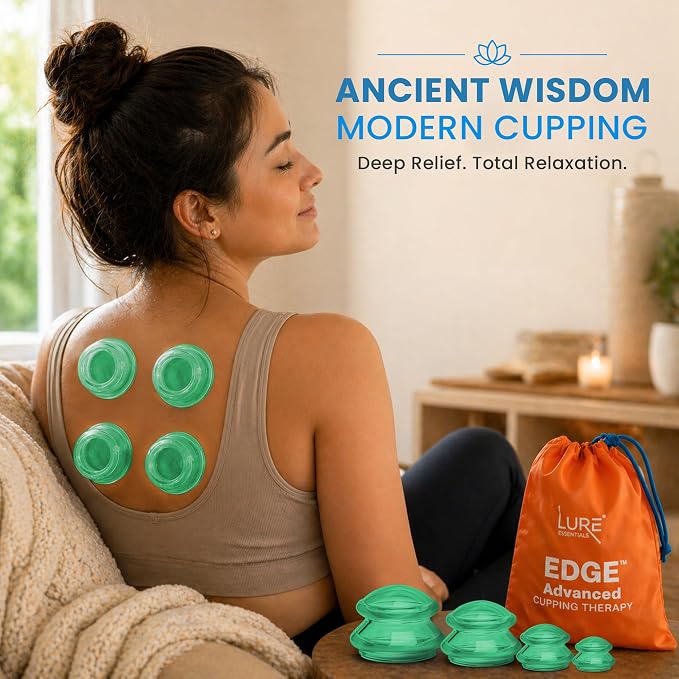 Silicone Cupping Therapy Set Professional Massage Cupping Cups for Cupping Therapy 4 Cup Kit for Massage, Myofascial Release, Cellulite Reduction (Lure Green)