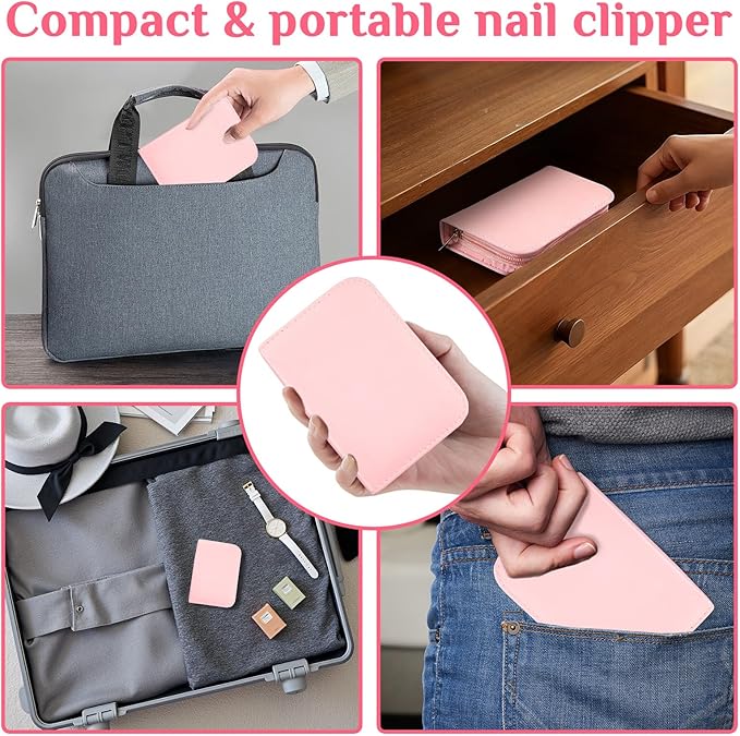 MINKINH Manicure Set Professional Nail Clipper Kit-26 Pieces Stainless Steel Manicure Kit,Nail Care Tools with Luxurious Travel Case Nail Grooming Kit Present for Wife, Girlfriend(Pink)
