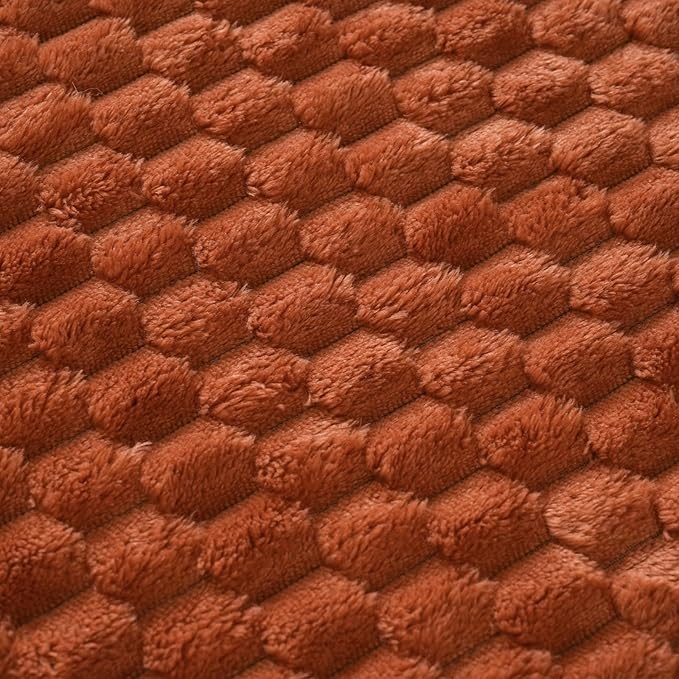 Burnt Orange Throw Blanket 50"×70"Gift for Mom Fuzzy 3D Jacquard Decorative | Flannel Fleece Super Soft Plush Cozy Blanket for Couch Sofa Chair Lightweight