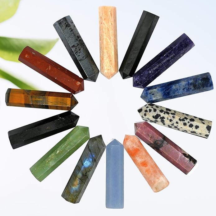 Amazing Gemstone Crystal Points Bulk Healing Crystals & Stones - Premium Single Terminated Healing Wand Point Bulk Crystals for Crafts, Crystal Grid, DIY Work