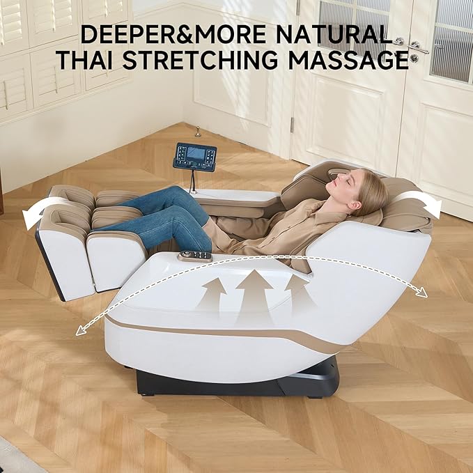 springspa Massage Chair Full Body Shiatsu Recliner with SL Track, Zero Gravity, 3 Massage Intensity, Shortcut Key, Foot Rollers, Bluetooth Speaker, Q23 Khaki