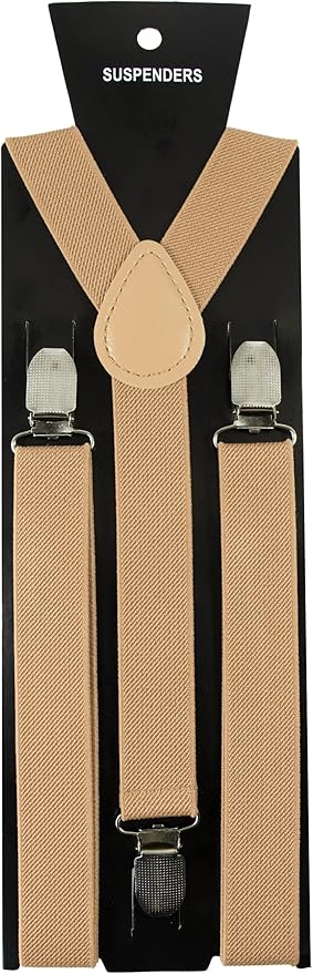 JEMYGINS Solid Color Mens Suspender with 3 Strong Clips Adjustable Braces