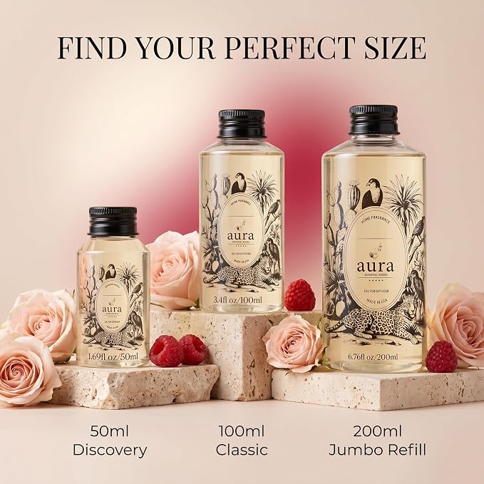 A U R A - Maddalena Fragrance Oil for Waterless Scent Diffuser - Inspired by J. Malone Tudor Rose | 1.7 fl oz / 50 ml Essential Oil Blend for Aromatherapy & Hotel Collection Diffuser