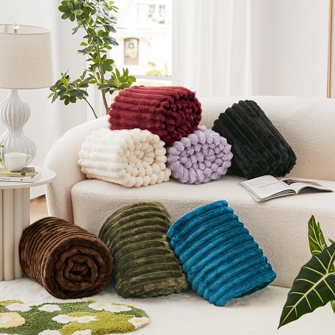 EXQ Home Gentle Soft Fleece Throw Blanket – Cozy Lightweight Blanket for Couch Bed – All-Season Warm Fuzzy Flannel Blanket for Women Mom Her – Gifts for Birthday(60"x80",Brown)