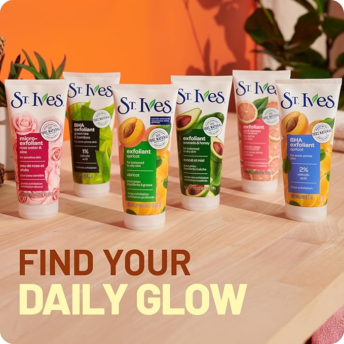 St. Ives Fresh Skin Apricot Face Scrub, Deep Exfoliator Skin Care for Clean, Glowing Skin, Oil-free Facial Scrub Made with 100% Natural Exfoliants, 6 oz, 4 Pack