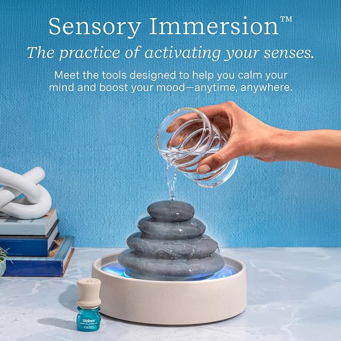 Lifelines Stacking Stones Aromatherapy Diffuser - Calming Sensory Oasis with Mesmerizing Aromatic Mist & Auto-Shut Off Features - Includes Essential Oil Blend with Mess-Free Precision Pump
