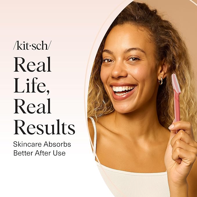 Kitsch Dermaplane Razor for Women Face – Face Razors for Women & Men, Eyebrow Trimmer & Face Shaver – Exfoliating Facial Razor & Skin Care Tool for Smoother Skin - Coral, 6 pcs