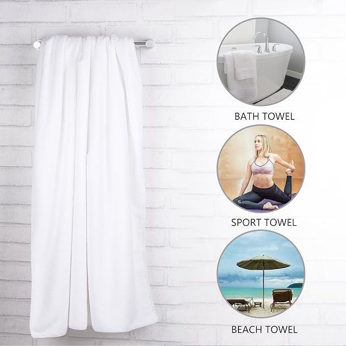 JML Large Bath Towels with Hanging Loop, 2 Pack, 30"x60", Grey | 350GSM, Microfiber, Soft, Absorbent, Quick Drying, Lint-free, No Fading, Lightweight