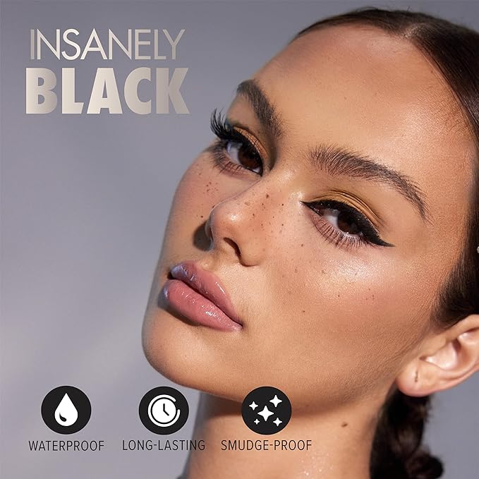 Absolute New York Insanely Black Micro Angled Liquid Eyeliner, Thin Pointed End, Creates Thin Lines Closer to Lash Line
