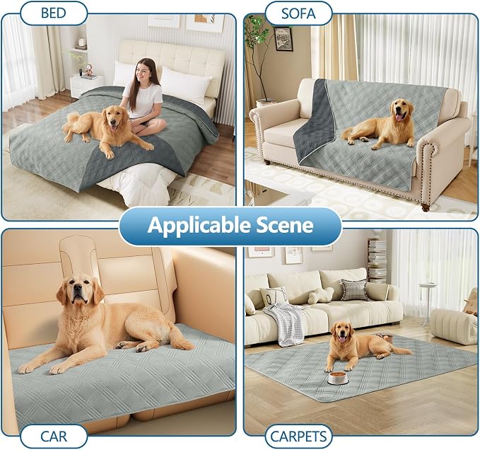 Waterproof Reversible Dog Blanket, Soft Couch Cover for Dogs Washable | Dual-Sided Waterproof Pet Bed Blanket, Resist Stains Spills & Pet Hair, Practical Furniture Protector For Pets, Size 82"x82"