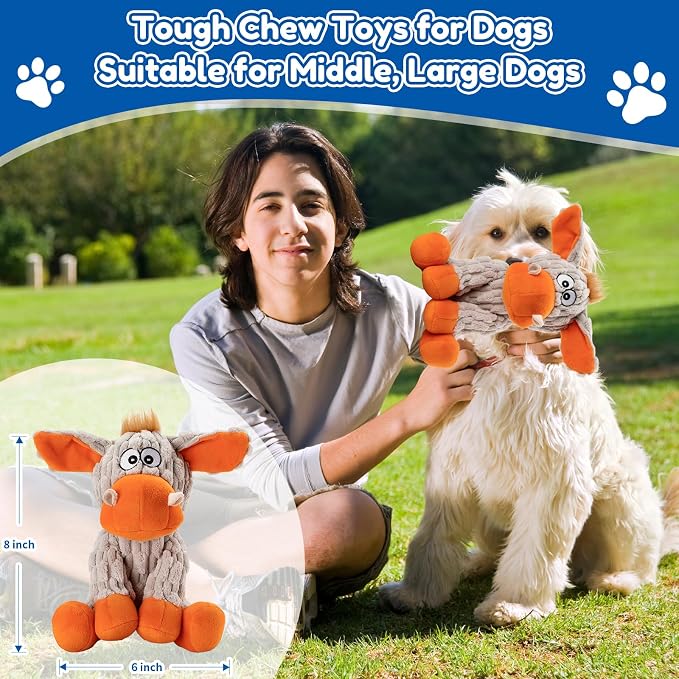 loncoldy Squeaky Dog Toys, Tough Chew Toys for Dogs, Crinkle Interactive Squeaky Stuffed Dog Toy for Medium Small Puppy Breeds, Plush Dog Toy to Keep Them Busy, Pet Toys for Dogs