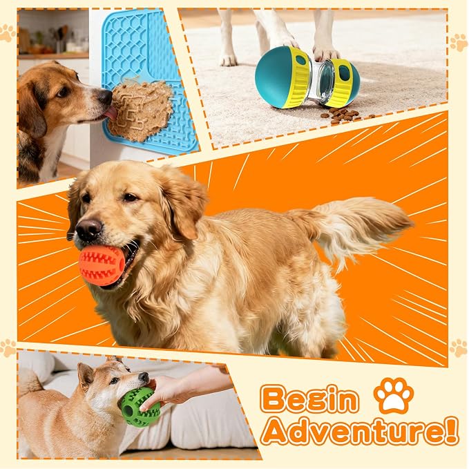 Interactive Treat Dispensing Toys for Smart Puppy Middle Dogs to Keep Them Busy, Cognitive Enrichment Dog Puzzle Slow Feeder Ball Toy (Feeder Toy๏ผGreen๏ผ)