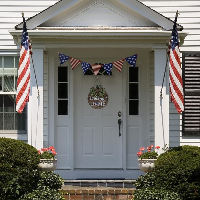 Interchange Welcome Sign Front Door Wreaths for Spring Fall Summer Winter | Rustic Wood Wreaths for Wall Home House Warming gifts Outdoor Farmhouse Porch All Seasons Holiday Halloween Christmas