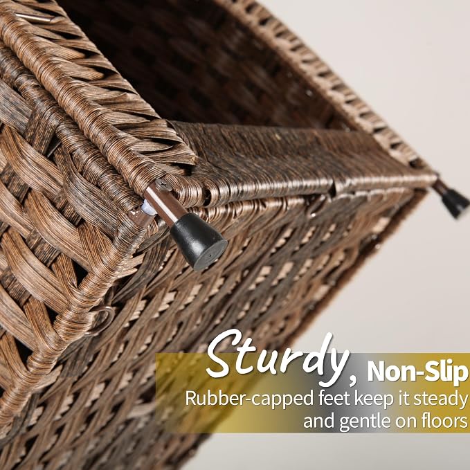Handwoven Wicker Cat Bed for Cats up to 20 lb, 14.2" H × 14.2" W × 16.5" D | Dome shaped hideaway for cats to feel safe. Woven wicker and raised base for airflow. Natural furniture look. Rinse clean.
