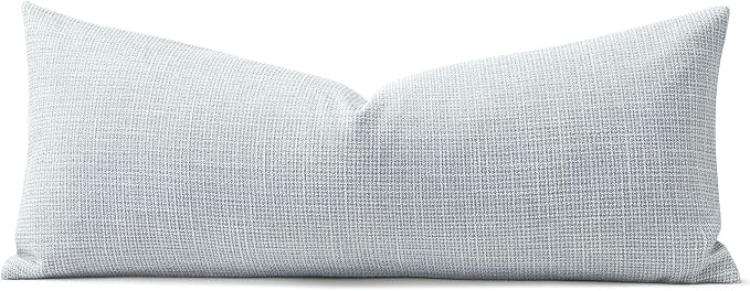 OTOSTAR Linen Throw Pillow Cover Set of 1 Decorative Long Lumbar Pillowcase Rectangle Cushion Cover 14x36 Inch for Home Decor Sofa Bedroom Car 35 x 90CM Blue Grey
