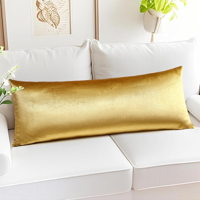 Artscope Luxury Velvet Pillow Covers Super Soft Decorative Rectangle Throw Pillow Covers Case Cushion Covers for Sofa Couch Bedroom Car Decor 14x36 Inch Shimmery Gold