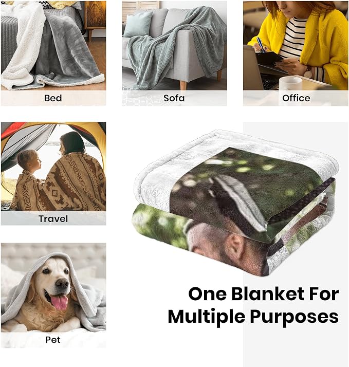 Personalized Photos Blankets for Dad Husband from Daughter Son Wife | Custom Blanket with Text Picture Collage, Customized Throw Blankets, Christmas Birthday Anniversary Wedding Gifts