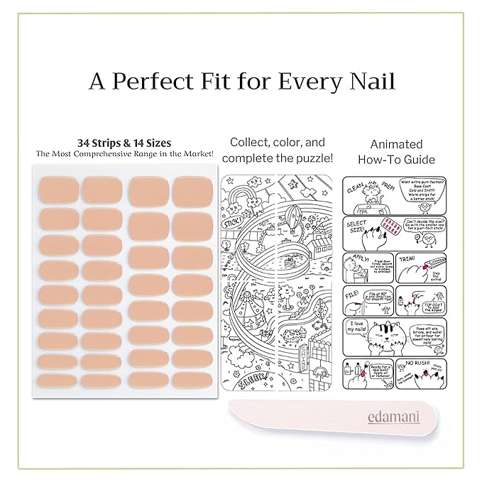 34 Piece Fully Cured Gel Nail Strips With No UV Light Needed, 14+ Days Gel Nail Polish Stickers, Salon Quality, Easy to Apply & Remove – Toxin Free, No Damage (Dune Glow)