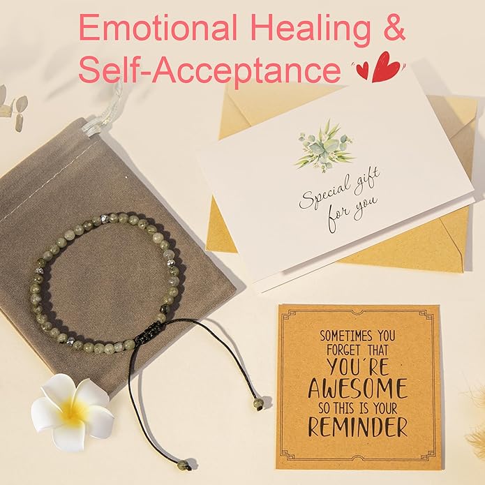 Inspirational Gifts Bracelets for Women: Valentines Mothers Day Birthday Gifts for Women Friends Sister Mom - Healing Natural Stone Beads Bracelets Thinking of you Get Well Soon Gift for Women
