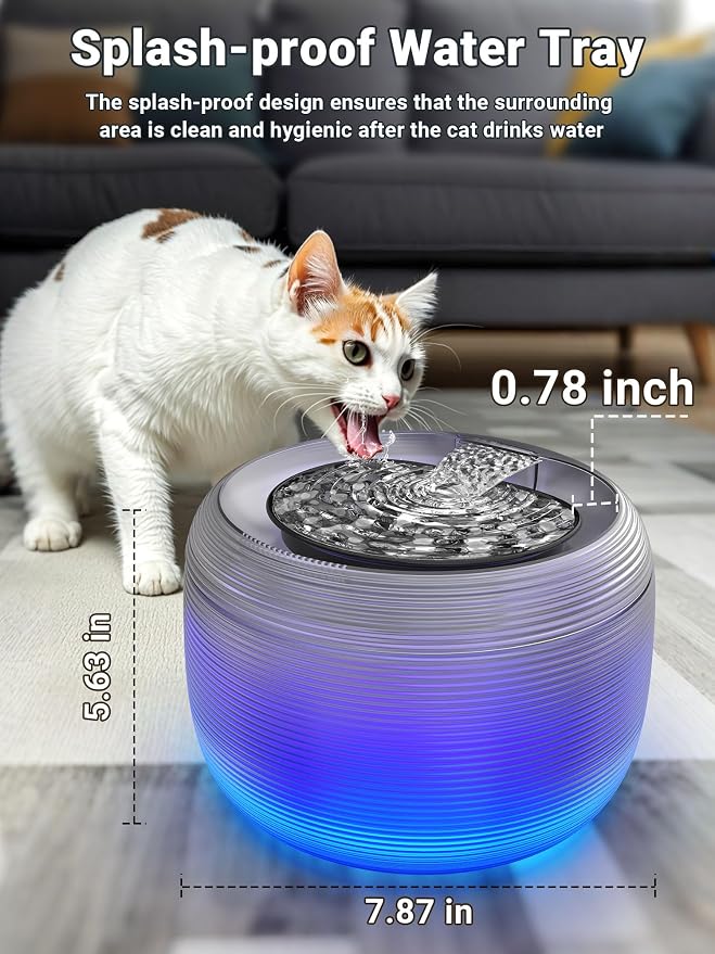 Kastty 3.5L/118oz Large Capacity Cat Water Fountain for Cats Quiet FS75 | Automatic Pet Water Fountain for Cats Indoor with Water Level LED Light, Multi-Filtration Easy Cleaning Cat Fountains for Pet