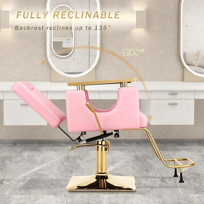 Heavy Duty Barber Chair, 360° Swivel Reclining Salon Chair for Hair Stylist, Height Adjustable Hydraulic Hairdressing Chair with Footrest for Barber Shop, Beauty Salon, Hairdressers