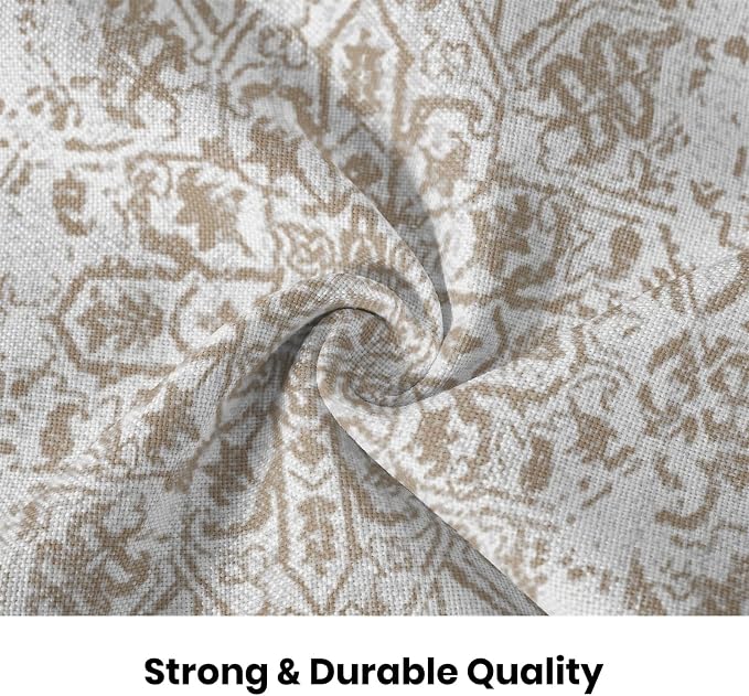 AEIOAE Boho Pillow Covers 16x16 Inch Set of 2,Carpet Pattern Throw Pillows Case,Brown Beige White Ethnic Design Outdoor Decorative Square Linen Farmhouse Decor Cushion Covers for Home Sofa Bed Couch