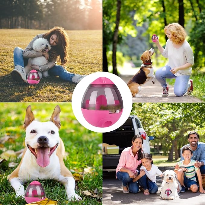 AIBOONDEE Automatic Pet Slow Feeder Treat Ball, Cat Dog Toy for Pet Increases IQ Interactive, Food Treat Dispensing Dog Toy(Rose)