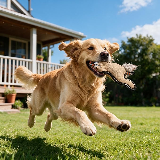Tough Squeaky Dog Toys for Aggressive chewers Interactive to Keep Them Busy,Durable Funny Cute Tug of war Birthday for Small Medium Large (Antelope)