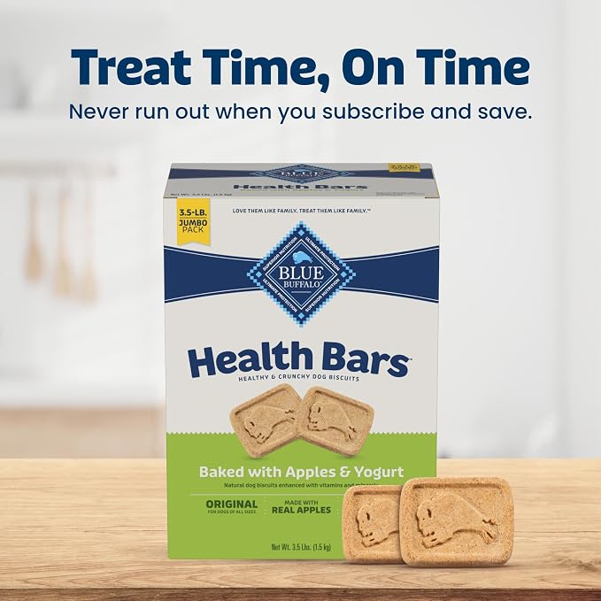 Blue Buffalo Health Bars Apples & Yogurt Dog Biscuits, 3.5 lb | Oven-Baked, Crunchy Texture, No Chicken By-Product, Corn, Wheat, or Soy