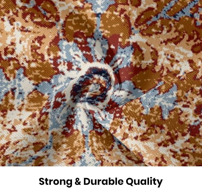 Boho Pillow Covers 20x20 Inch Set of 2,Carpet Pattern Throw Pillows Case,Mustard Yellow Blue Ethnic Design Outdoor Decorative Square Linen Farmhouse Decor Cushion Covers for Home Sofa Bed Couch