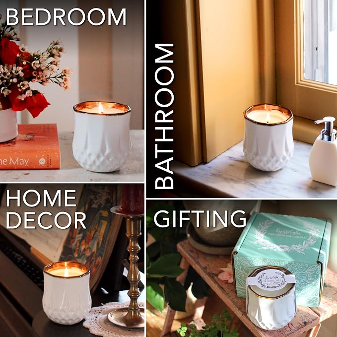 Hyggelight - The Growing Candle, Spice & Fire Scented, 9oz Ceramic Pot, Aromatherapy Candles for Home, 100% Soy, Astrid