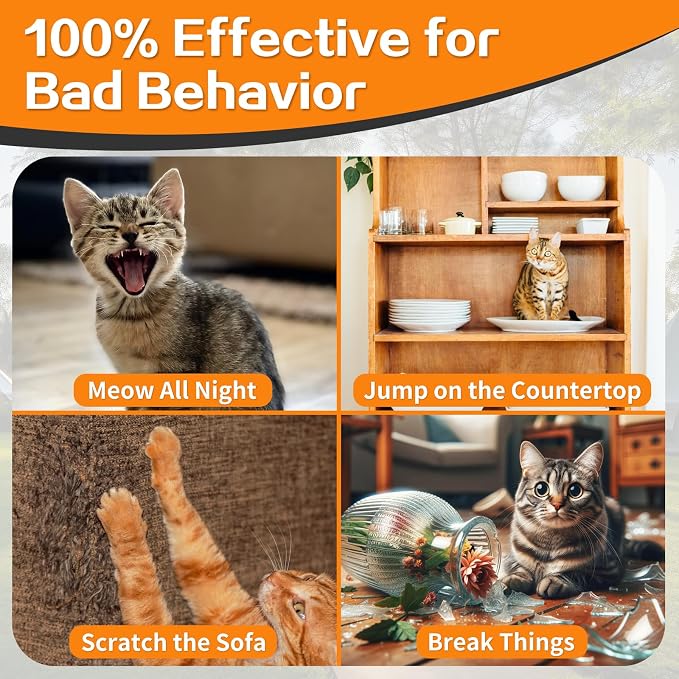 Smallest Cat Shock Collar, Ultra-Light Cat Training Collar with Remote for Cats 5–15lbs & Small Dogs, Waterproof, Rechargeable, 1300ft Range (Black)
