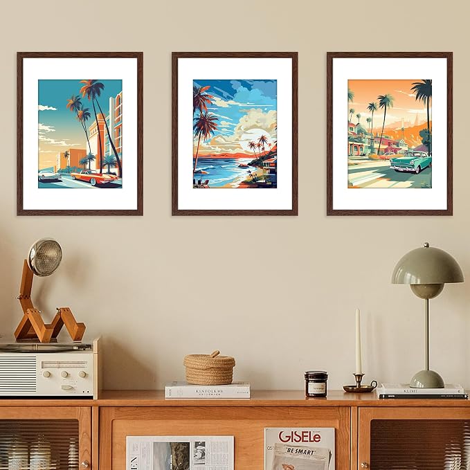 12x16 Picture Frame Brown Set of 2, Photo Frame with HD Plexiglass, Display Pictures 8.5x11 with Mat or 11x17 Without Mat, Brown Picture Frames Collage Wall Decor, Gallary Wall Frame