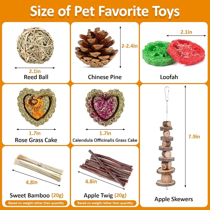 Hamster Toys Set, Guinea Pig Toys Bunny Small Animal Chewing Toy for Cage