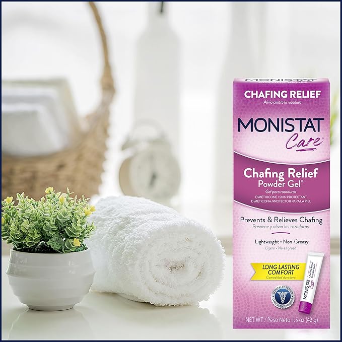 Monistat Chafing Relief Powder Gel, Long-Lasting Anti-Chafing Protection for Bikini Area, Thighs and Bra Lines, 1.5 Oz, Pack of 4