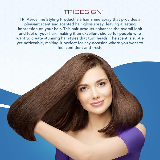 TRIDESIGN Aeroshine Styling Product - Premium Hair Gloss Spray for All Hair Types, Versatile Shine Spray for Men and Women, Strong Hold Finish, Travel Size, Perfect for Any Hairstyle - 3 Fl Oz