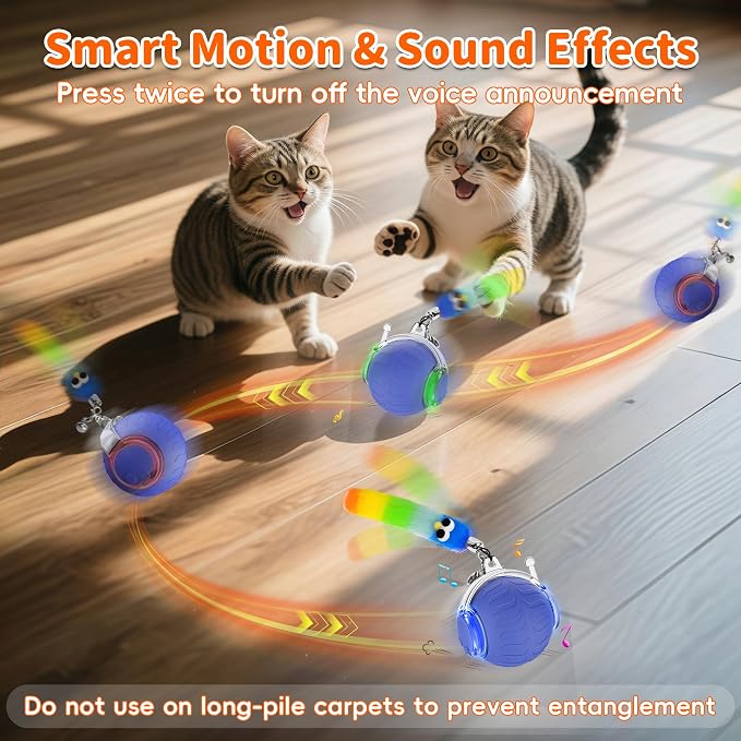 UPSKY Interactive Cat Toy, Smart Moving Cat Ball Toys for Indoor Cats