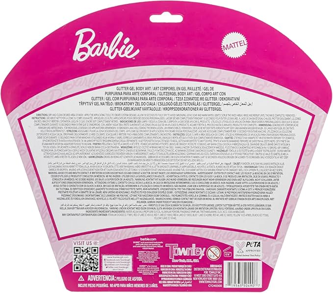 Barbie 16 Piece Glitter Pen Body Art Set, Glittery and Bright Colors, Ages 3 by Townley Girl
