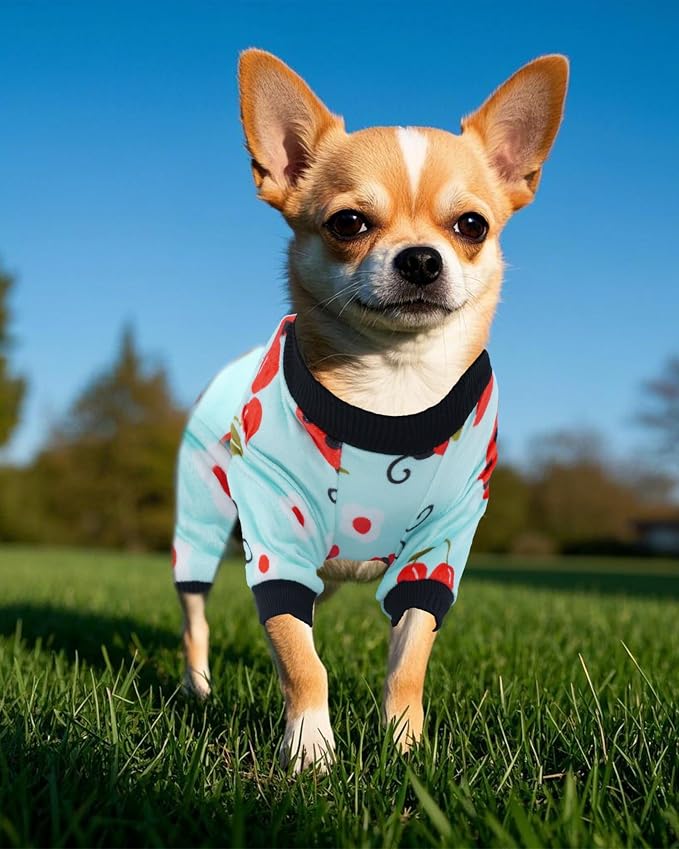 PET SHOW 4 Pack Spring Fleece Dog Pajamas Warm for Medium Dogs | Soft stretchy dogs onesies,boy girl pjs with sleeve,holiday jumpsuit costume for small pets,M
