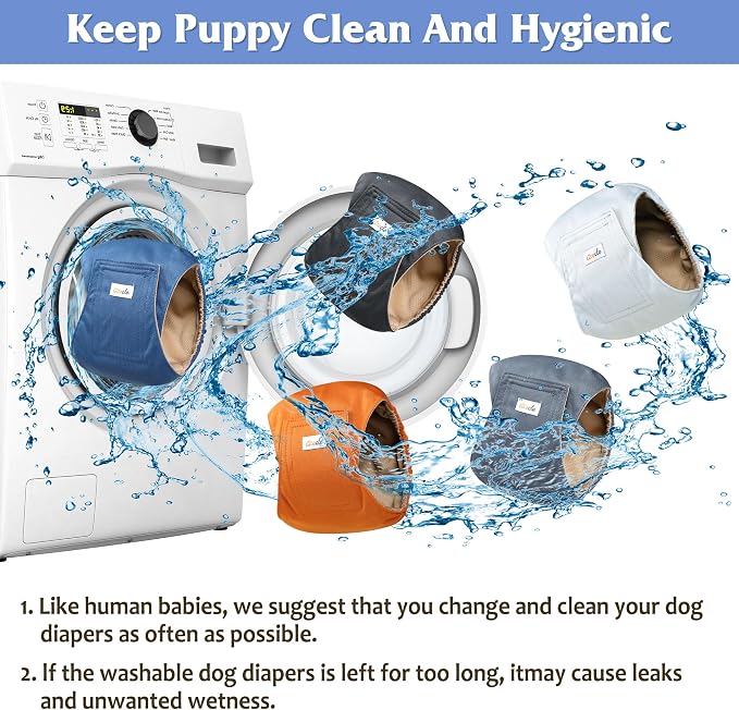 5 Pack Dog Diapers Male Reusable, Premium Belly Bands for Male Dogs, High Absorbing Dog Pee Wraps for Doggie in Incontinence or Excitable Urination and Training Gray XS