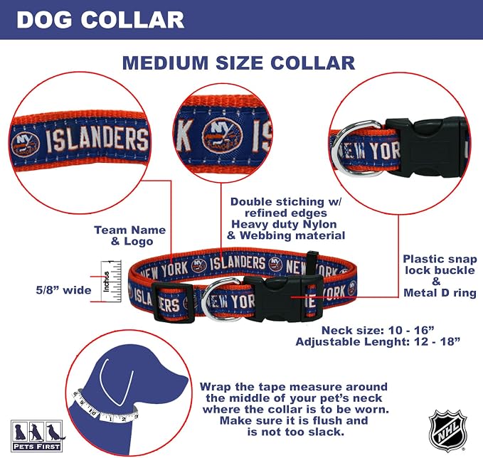Pets First NHL Collar for Dogs & Cats. Adjustable, Cute, & Stylish! The Ultimate Hockey Fan Collar!