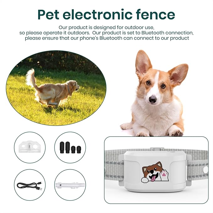 GPS Wireless Dog Fence System & Training Collar with Free App | Smart Portable Electric Dog Fence No Subscription for Small Medium Large Dogs-Waterproof Rechargeable Outdoor Large Yard Use