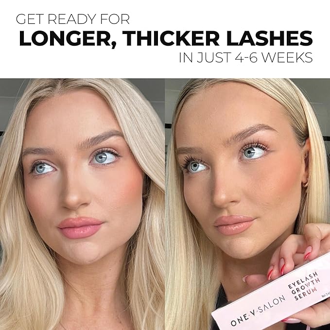 One V Salon Eyelash Growth Serum- Fuller & Longer Looking Eyelashes, Advanced Lash Serum for Longer, Fuller, Thicker Lashes,Natural Lashes, Extensions & Eyebrows, Vegan & Cruelty-Free(3mL)