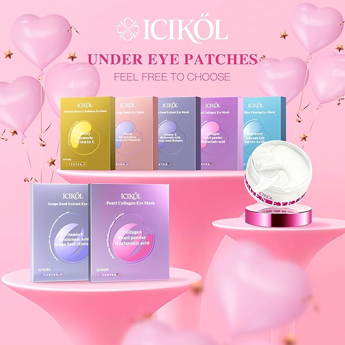 Hyaluronic Acid Collagen Under Eye Patches, Eye Mask for Puffy Eyes and Dark Circles, Deep Hydrating Eye Mask Patches for Eye Bags Treatment, Under-eye Skincare for All-day Moisture (24 pairs)
