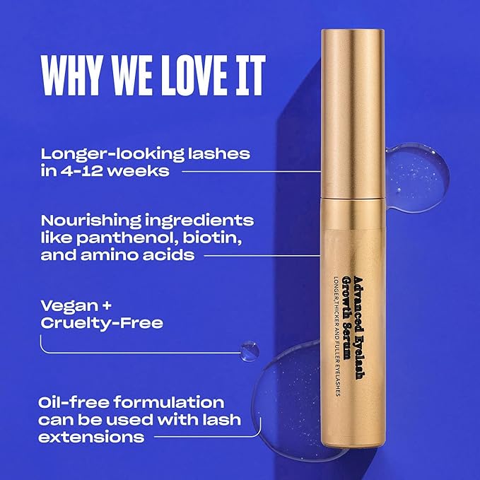 Eyelash Growth Serum Volumizing For Eyelash Growth Longer Thicker Lash Enhancing Serum Vegan, Advanced Lash Enhancing Treatment for Natural Lashes, 8mL (Yellow, 1 Count (Pack of 1))