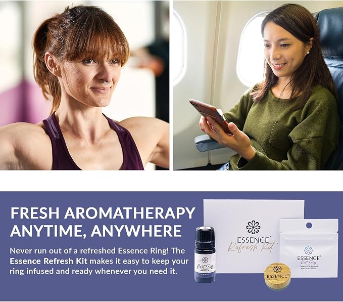 Essence Refresh Kit | Featured Blends Essential Oils | Aromatherapy Nasal Diffuser | Personal Scent Clip for Travel, Work & Everyday Use | Made in USA | Rest Easy | Bamboo/Glass Pod