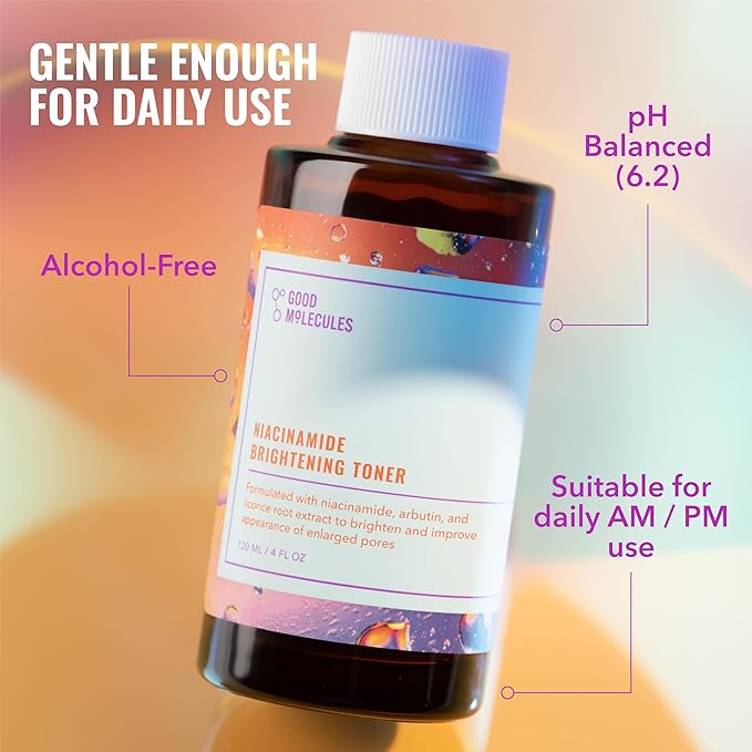 Good Molecules Niacinamide Brightening Toner Pack 2 – 120 ml / 4 fl oz Each | Facial Toner with Niacinamide & Arbutin for Even-Looking Skin