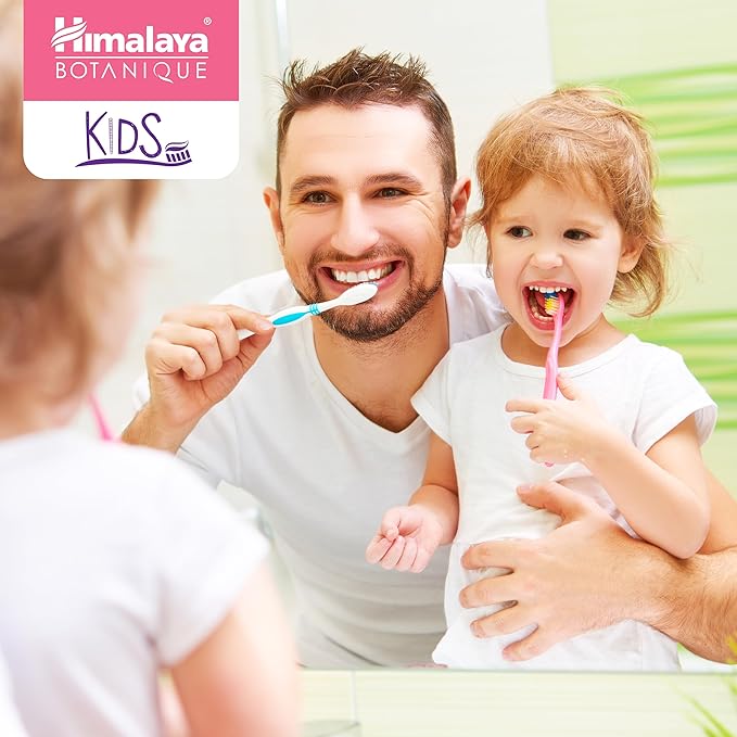 Himalaya Botanique Kids Toothpaste, Herbal, Bubble Gum Flavor, Fluoride-Free, Gentle, No Artificial Flavors or Colors, SLS Free, Gluten Free, Cruelty Free, Vegan, Foaming, 4 Oz, 4 Pack