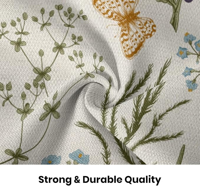 AEIOAE Spring Sage Green Wild Flower Pillow Covers 20x20 Set of 2 | Plant Throw Pillows Case,Seasonal Floral Outdoor Decorative Linen Farmhouse Decor Cushion Covers for Home Sofa Bed Couch
